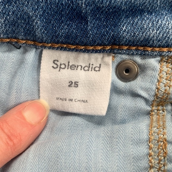 Splendid High Rise Flared Leg Button Fly Light Wash Destroyed Hem Jean Size 25 - Picture 13 of 13